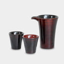 [SAKE BOTTLE & CUP SET] SENSUJI UCHI BLACK 3-PIECE SAKE SET | YAKUMO LACQUERWARE