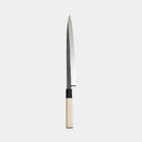[KITCHEN (CHEF) KNIFE]  YANAGIBA KNIFE - KUROUCHI FINISH, PREMIUM HON-KASUMI, YASUGI WHITE STEEL NO. 2 (SINGLE-BEVEL), MAGNOLIA WOOD & WATER BUFFALO OCTAGONAL HANDLE, 270MM | SAKAI FORGED BLADES