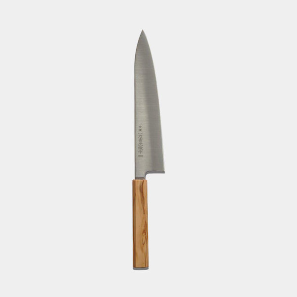 [廚房（主廚）刀] Ittosai Kotetsu INOX 瑞典製鋼 Gyuto （雙刃刀片）橄欖木柄 240mm | 阪井福地 Blades