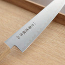 [KITCHEN (CHEF) KNIFE]  POWDERED HSS SUPER GOLD (SG2) PETTY-UTILITY KNIFE (DOUBLE EDGED) OAK HANDLE 150MM | SEKI FORGED BLADES
