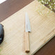[KITCHEN (CHEF) KNIFE]  POWDERED HSS SUPER GOLD (SG2) PETTY-UTILITY KNIFE (DOUBLE EDGED) OAK HANDLE 150MM | SEKI FORGED BLADES