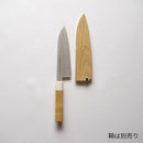 [KITCHEN (CHEF) KNIFE]  INOX SANTOKU KNIFE AOMORI HIBA OCTAGONAL HANDLE ARTIFICIAL MARBLE RING 180MM | SAKAI FORGED BLADES