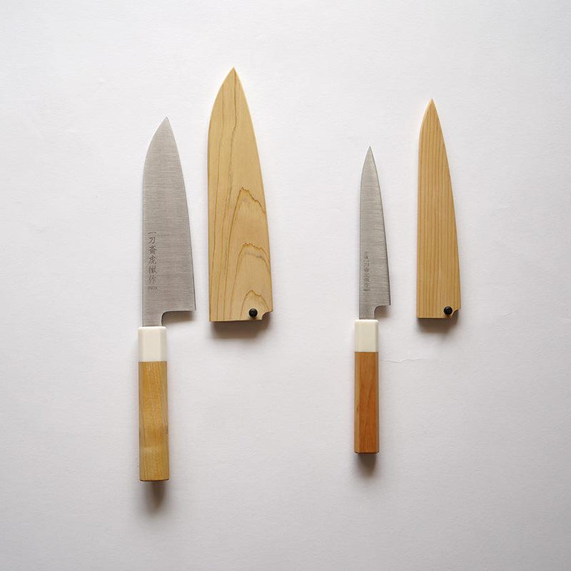 [OPTION] KITCHEN (CHEF) KNIFE SHEATH AOMORI HIBA FOR SANTOKU KNIFE | SAKAI FORGED BLADES