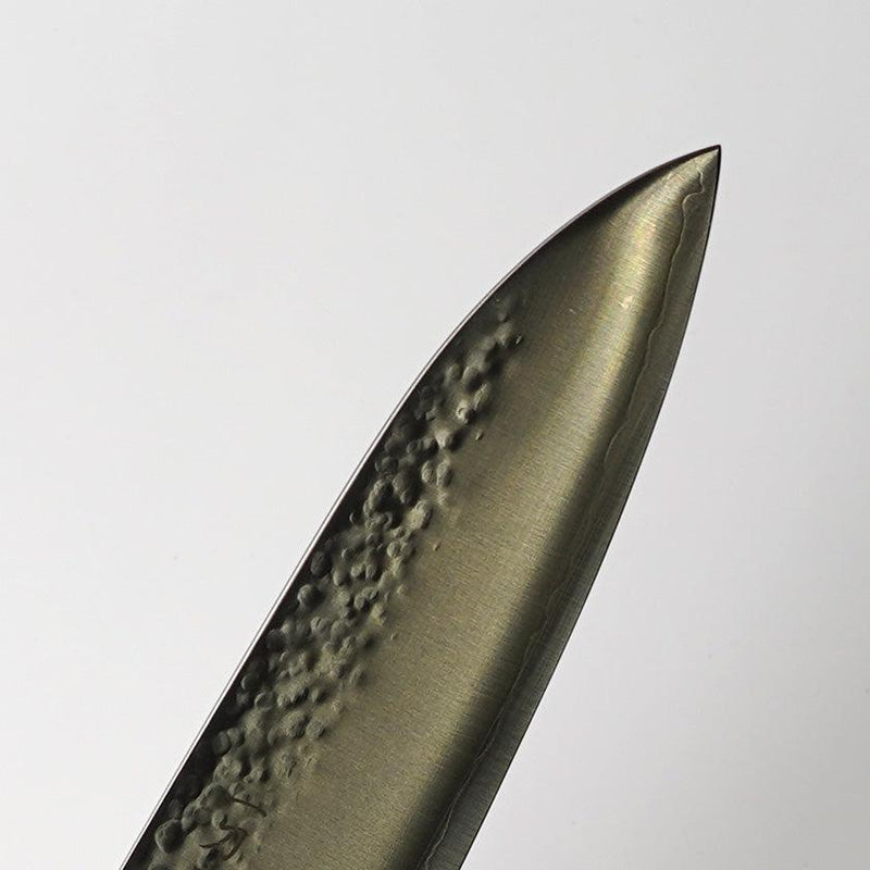 [廚房（廚師）刀]金色WARIKOMI V5錘擊日本Santoku Knife Oak Oak八角形楓木支撐180 | Sakai鍛造刀片