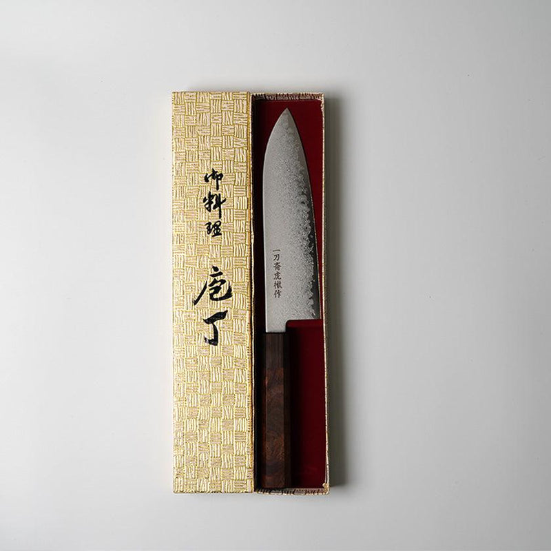 [주방 (요리사) 나이프] V10 다마스쿠스 일본 산토쿠 나이프 흑단 줄무늬 흑단 볼스터 180 | 사카이 단조 블레이드