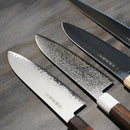 [KITCHEN (CHEF) KNIFE]  V10 DAMASCUS JAPANESE SANTOKU KNIFE EBONY OCTAGONAL STRIPED EBONY BOLSTER 180 | SAKAI FORGED BLADES