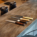 [KITCHEN (CHEF) KNIFE]  V10 DAMASCUS JAPANESE SANTOKU KNIFE EBONY OCTAGONAL STRIPED EBONY BOLSTER 180 | SAKAI FORGED BLADES