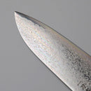 [KITCHEN (CHEF) KNIFE]  POWDERED HSS SG2 DAMASCUS JAPANESE SANTOKU KNIFE STRIPED EBONY OCTAGONAL ARTIFICIAL MARBLE BOLSTER 180  | SAKAI FORGED BLADES