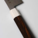 [KITCHEN (CHEF) KNIFE]  POWDERED HSS SG2 DAMASCUS JAPANESE SANTOKU KNIFE STRIPED EBONY OCTAGONAL ARTIFICIAL MARBLE BOLSTER 180  | SAKAI FORGED BLADES