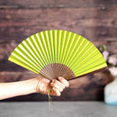 [HAND FAN] RAUSHIKI URUSHI YELLOW GREEN | KYOTO FOLDING FANS | RAKUKEI