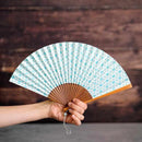 [HAND FAN] RAUSHIKI URUSHI LIGHT BLUE | KYOTO FOLDING FANS | RAKUKEI