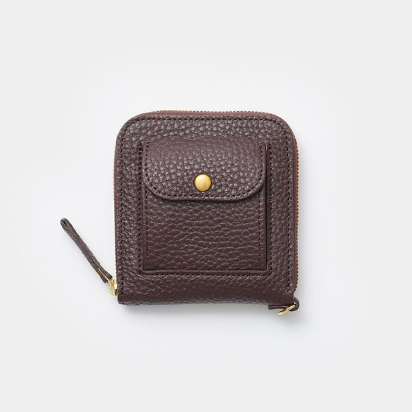 [LEATHER CASE] TYPE2 SHRINK VESPER-BROWN SOFT SHRINK COWHIDE WITH COIN POCKET AND D-RINGS | LEATHERWORK | RAKUKEI