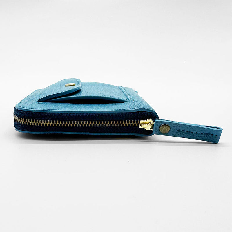 [가죽 케이스] Type2 수축 강 기본-블루 소프트 수축 코인 포켓 및 표준 D- 링으로 카우 히드 | 가죽 세공 | 라쿠케이