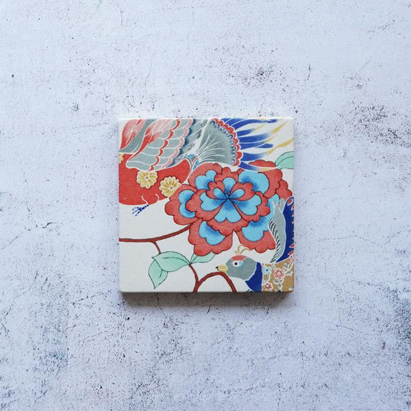 [Art Panel, Dish] Kemonode Ceramic Tile NO.3 | 교토 유젠 염색 (Yuzen Dyeing)