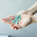 [귀걸이] 색조 팬지 이중 체리 꽃 (S) 민트 그린 | 교토 유젠 염색 | 모포 스피어