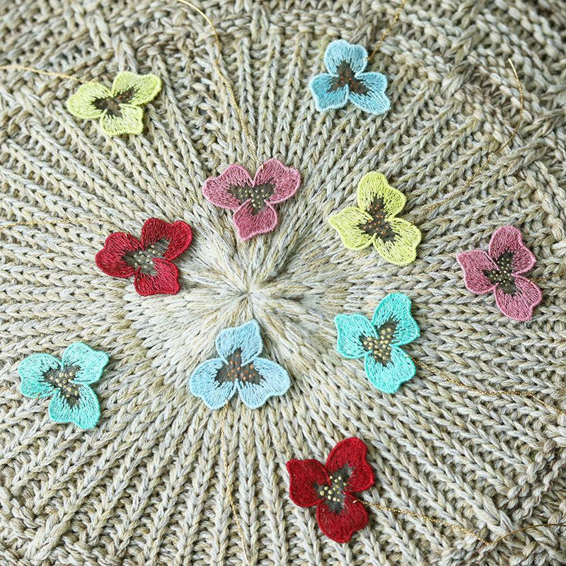 [귀걸이] 색조 팬지 이중 체리 꽃 (S) 민트 그린 | 교토 유젠 염색 | 모포 스피어