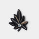 [브로치] 색조 잎 3 개의 검은 색 | 교토 유젠 염색 | 모포 스피어