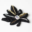 [브로치] 색조 잎 3 개의 검은 색 | 교토 유젠 염색 | 모포 스피어