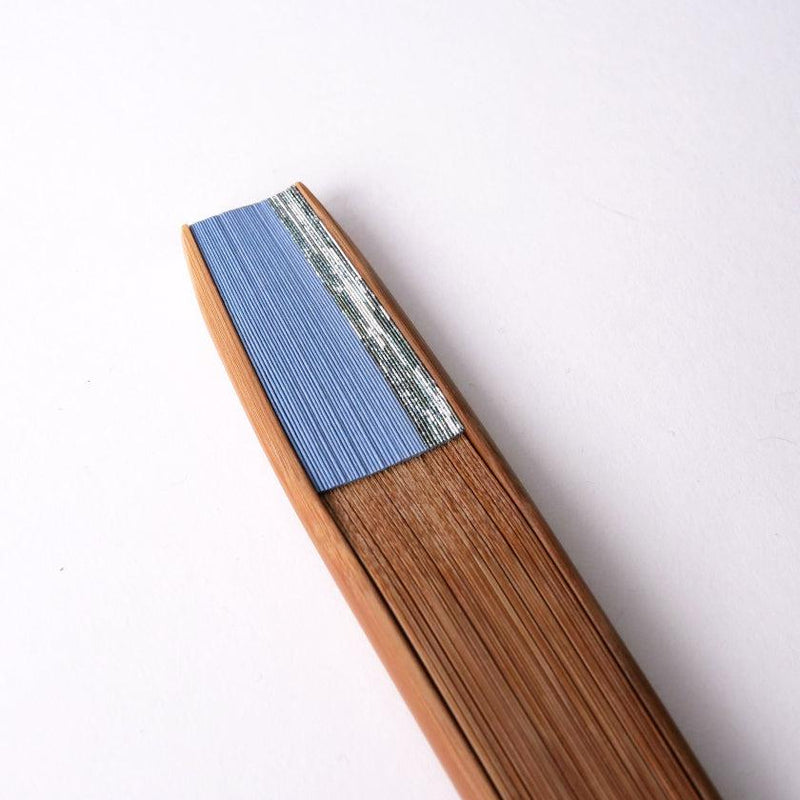 [Hand Fan] Hakusai Blue (ผ้าสั้น) 6.5 Sun | Kyoto Folding Fans | Yasuto Yonehara