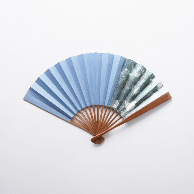 [Hand Fan] Hakusai Blue 6.5 Sun | Kyoto Folding Fans | Yasuto Yonehara