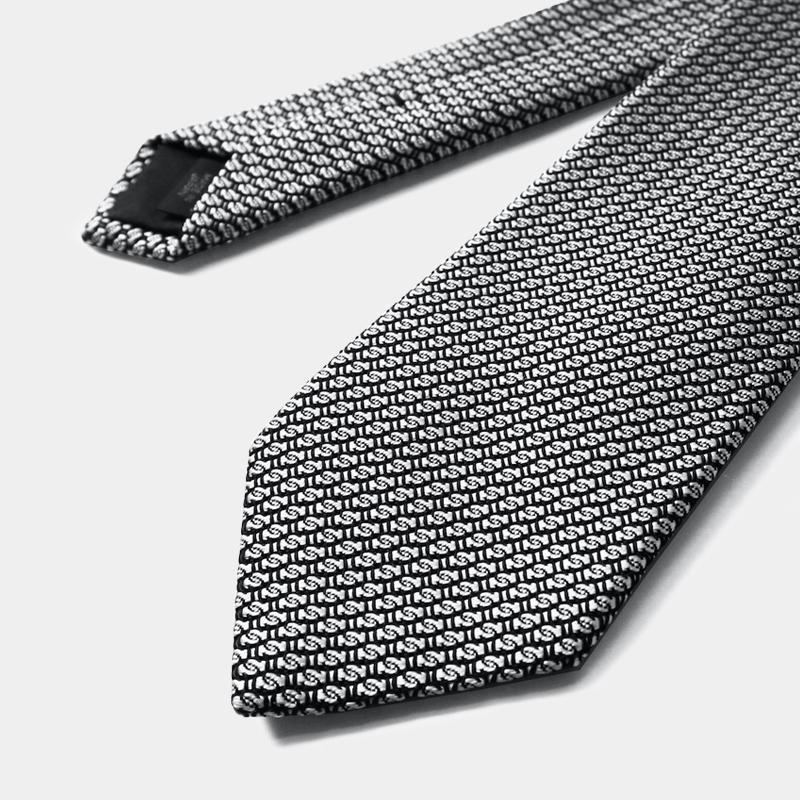 [內蒂]庫斯卡加爾扎領帶（白灰色）|手工編織