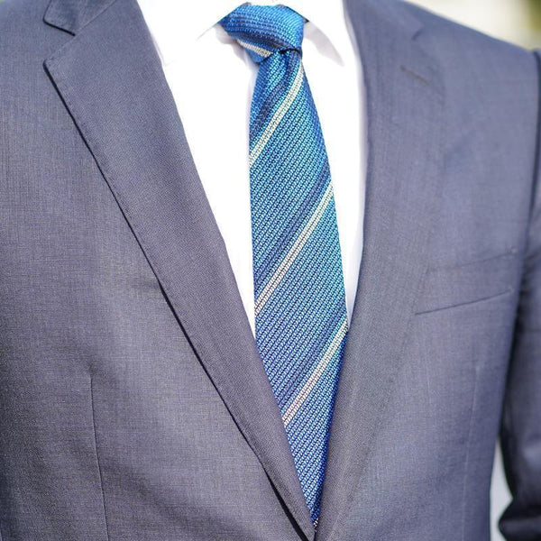 [領帶] Kuska兩行軍團領帶（探戈藍色）|手工編織