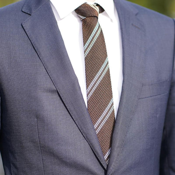 [Necktie] Kuska Twe Regimental Tie (Brown) | ทอมือ