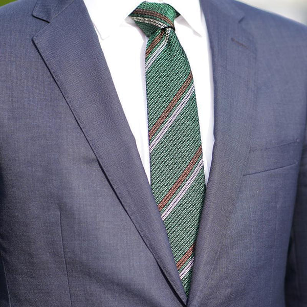 [Necktie] KUSKA 투 라인 연대 넥타이 (녹색) | 손 울림