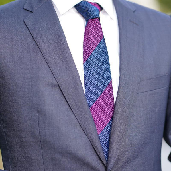 [領帶] Kuska Regentical Tie（海軍�〜紫色）|手工編織