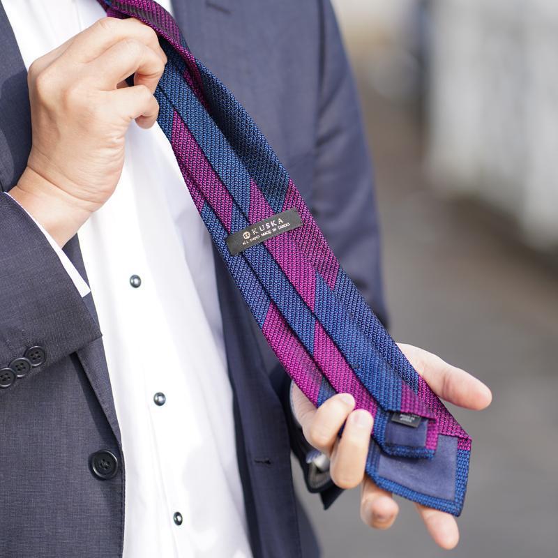 [領帶] Kuska Regentical Tie（海軍�〜紫色）|手工編織