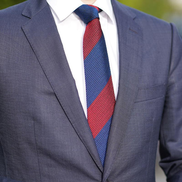 [內蒂]庫斯卡軍團領帶 （海軍 x 紅色） |手工編織