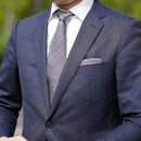 [NECKTIE] TANGO JACQUARD TIE (WHITE GRAY) | KUSKA | HAND WOVEN