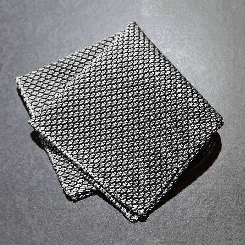 [首席] Garza Pocket Square（白色灰色）|庫斯卡|手工編織