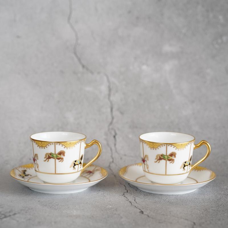 [찻잔 (컵)] 오쿠라 아트 중국 메리 - 라운드 커피 컵 및 접시 세트 (각각 2 개) | 세라믹