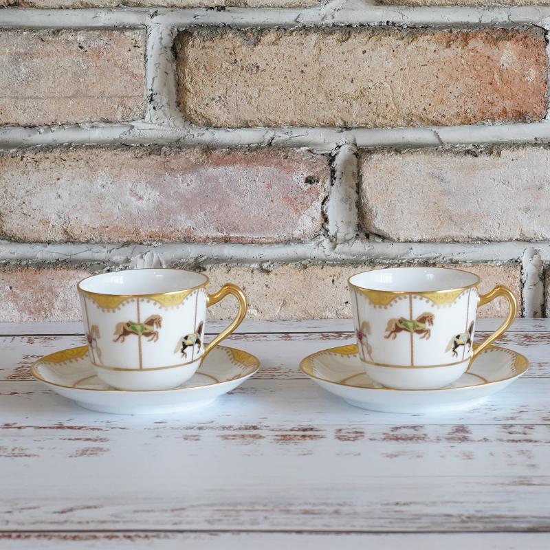 [찻잔 (컵)] 오쿠라 아트 중국 메리 - 라운드 커피 컵 및 접시 세트 (각각 2 개) | 세라믹