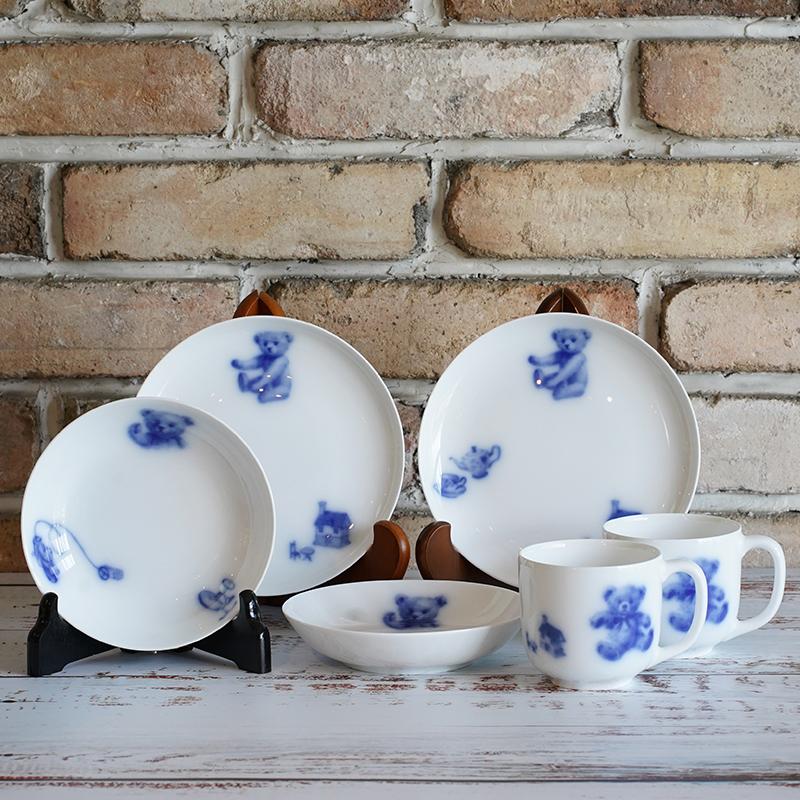 [杯子（杯）] Okura藝術中國我的小熊板，杯子，水果碗套裝（每件2件）|陶瓷