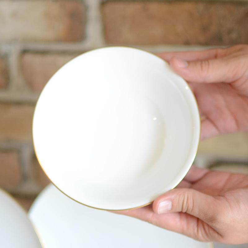 [SMALL DISH (PLATE)] OKURA ART CHINA GOLD LINE MEAT PLATE, BOWL, CUP & SAUCER SET(2 PIECES EACH) | CERAMICS