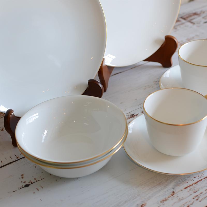 [เล็กจาน (จาน)] OKURA ART จีนสีทองเนื้อจานชามถ้วยและที่รองแก้วตลาดหลักทรัพย์ (2 ชิ้นในแต่ละ) | เซรามิก