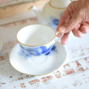[MUG (CUP)] OKURA ART CHINA BLUE ROSE CUP & SAUCER(2 PIECES EACH), TEA POT | CERAMICS