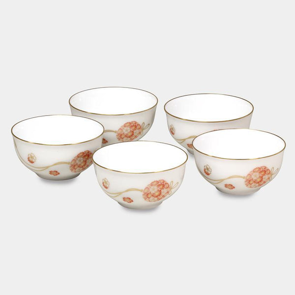 [แก้ว (ถ้วย)] Okura ศิลปะจีนดอกไม้ลูกญี่ปุ่นถ้วยชา (ชุด 5 ชิ้น) | เซรามิก