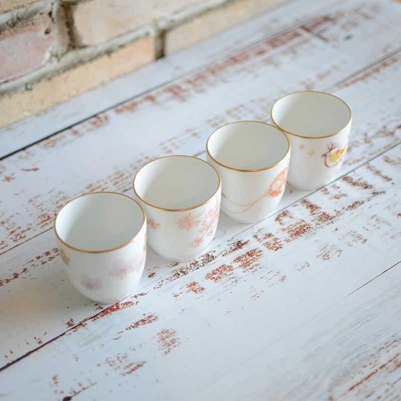[日本茶杯] Okura藝術中國四季日本茶杯（4件套）|陶瓷