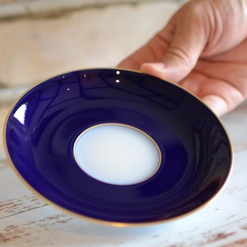 [แก้ว (ถ้วย)] Okura Art จีนครบรอบ 100 ปีสีน้ำเงินกุหลาบถ้วย & จานรอง | เซรามิก