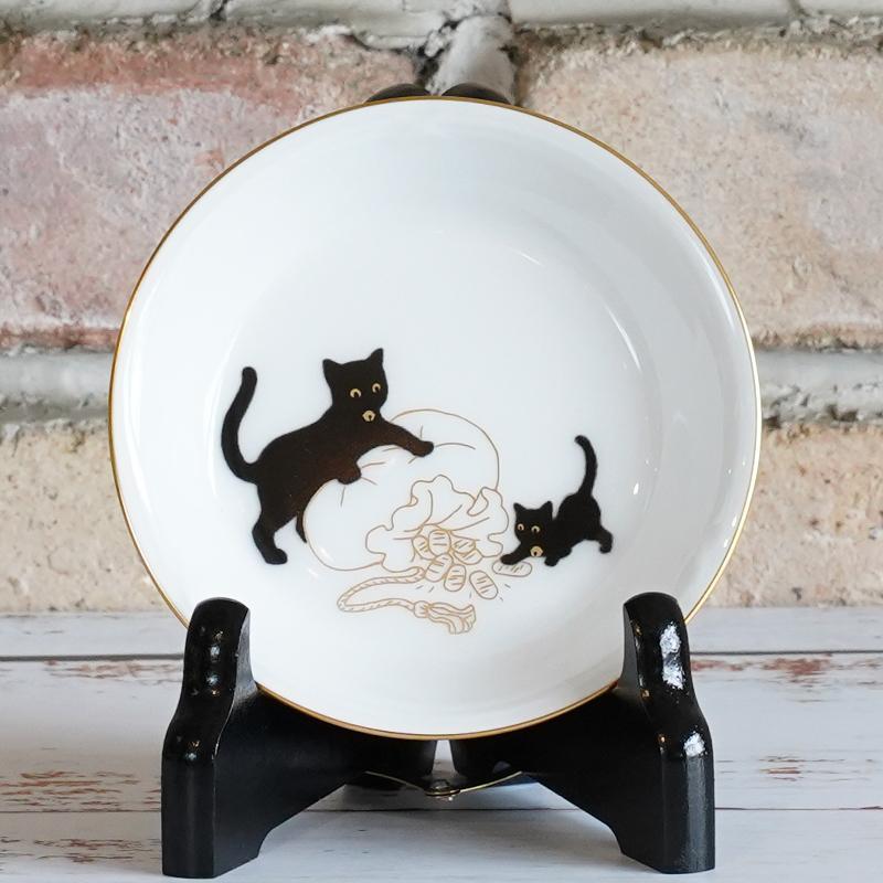 [SMALL DISH (PLATE)] OKURA ART CHINA LUCKY BLACK CAT SMALL DISH PART-1 | CERAMICS