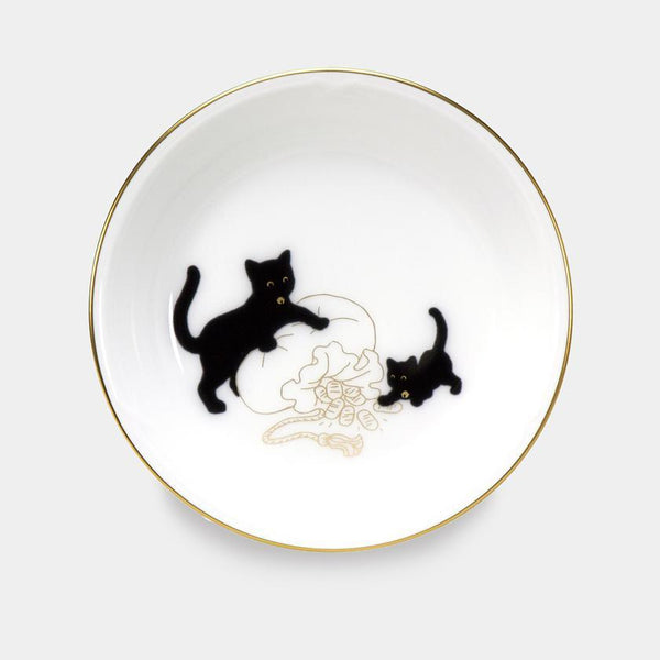 [작은 접시 (플레이트)] 오쿠라 아트 중국 럭키 블랙 고양이 작은 접시 파트 - 1 | 세라믹