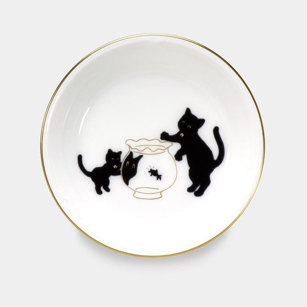 [작은 접시 (플레이트)] 오쿠라 아트 중국 럭키 블랙 고양이 작은 접시 파트 - 2 | 세라믹