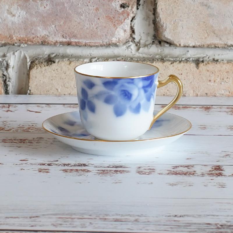 [แก้ว (ถ้วย)] Okura Art China Blue Rose Coffee Cup & Saier | เซรามิก