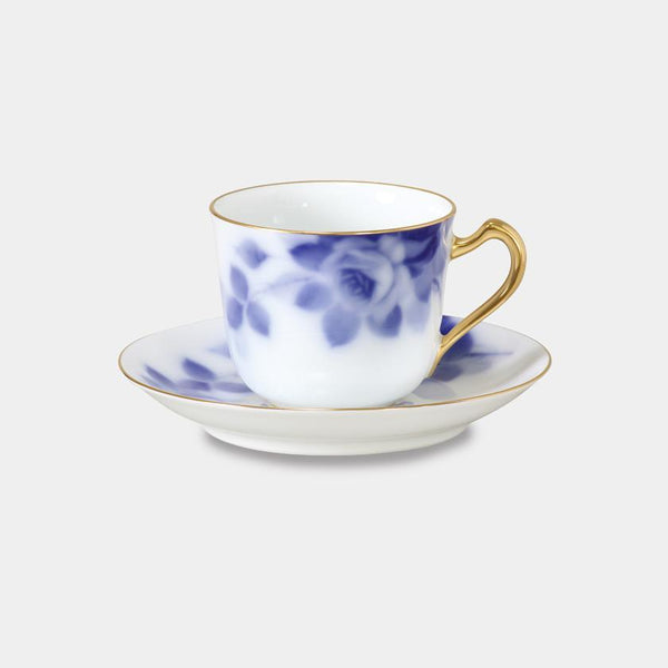 [MUG (CUP)] OKURA ART CHINA BLUE ROSE COFFEE CUP 및 접시 | 세라믹