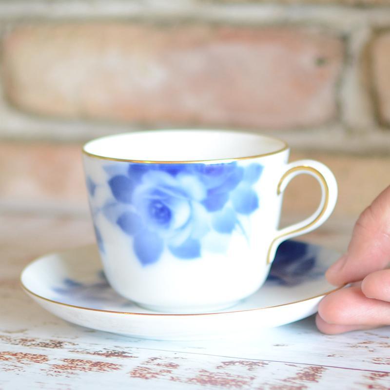[杯子（杯）] Okura藝術中國藍玫瑰早晨杯和碟|陶瓷