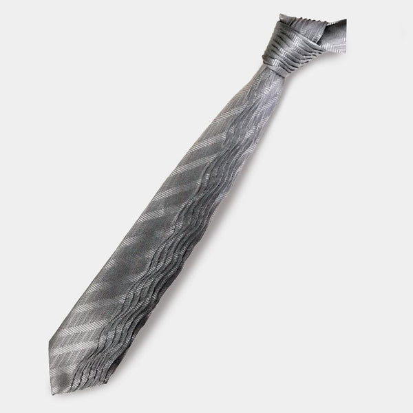 [Pleats Tie]人字形灰色| Nekado | Nishijin Ori（紡織品）