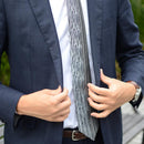 [tie tie pleats] แถบแนวตั้งสีเทา | Nekado | Nishijin Ori (สิ่งทอ)